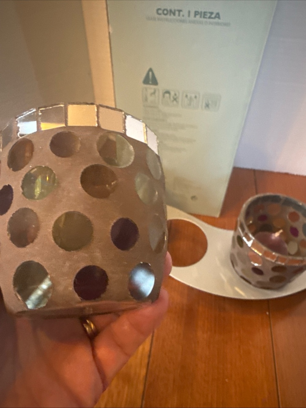 VTG retired PartyLite Miranova mosaic centerpiece Candle Holder model P90794 - Picture 8 of 15